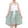 Sunny Fashion Girls Dress Chiffon Floral High-Low Tie Waist Party Princess(Pale Green)