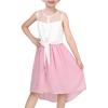 Sunny Fashion Girls Dress Chiffon Floral High-Low Tie Waist Party Princess(Pale Pink)