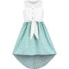 Sunny Fashion Girls Dress Chiffon Floral High-Low Tie Waist Party Princess(Pale Turquoise)