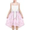 Sunny Fashion Girls Dress Chiffon Floral High-Low Tie Waist Party Princess(Pink Floral)