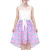 Sunny Fashion Girls Dress Chiffon Floral High-Low Tie Waist Party Princess(Purple Scales)