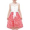 Sunny Fashion Girls Dress Chiffon Floral High-Low Tie Waist Party Princess(Red Heart)