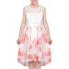 Sunny Fashion Girls Dress Chiffon Floral High-Low Tie Waist Party Princess(Red White)