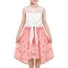 Sunny Fashion Girls Dress Chiffon Floral High-Low Tie Waist Party Princess(Redish Pink)
