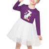 Sunny Fashion Girls Dress Daisy Embroidered Long Sleeve Purple Party Dress Smile(Purple Bunny)