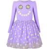 Sunny Fashion Girls Dress Daisy Embroidered Long Sleeve Purple Party Dress Smile(Purple Sunflower)