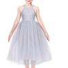 Sunny Fashion Girls Dress Glitter Sequin Wedding Bridesmaid Pageant Size 4-14(Gray Tulle)