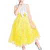 Sunny Fashion Girls Dress Glitter Sequin Wedding Bridesmaid Pageant Size 4-14(Yellow)