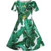 Sunny Fashion Girls Dress Green Leaf Print Pineapple Dragonfly Size 5-10