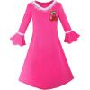 Sunny Fashion Girls Dress Lotus Leaf Sleeve Cherry Embroidery Everyday Size 3-10