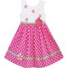 Sunny Fashion Girls Dress Pink Dot Flower Embroidered Sundress