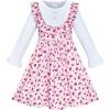Sunny Fashion Girls Dress Pink Flower Long Sleeve Cotton Casual Dress Size 4-8(Pink)