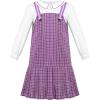 Sunny Fashion Girls Dress Pink Flower Long Sleeve Cotton Casual Dress Size 4-8(Purple Plaid)