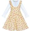 Sunny Fashion Girls Dress Pink Flower Long Sleeve Cotton Casual Dress Size 4-8(Yellow)