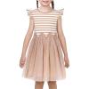 Sunny Fashion Girls Dress Pink Sequin Wedding Hi-Low Tulle Skirt Tutu Flutter Sleeve(Beige Brown)