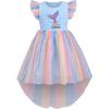 Sunny Fashion Girls Dress Pink Sequin Wedding Hi-Low Tulle Skirt Tutu Flutter Sleeve(Blue)