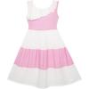Sunny Fashion Girls Dress Pleated Collar Color Block Chiffon Size 7-16