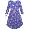 Sunny Fashion Girls Dress Purple Flower 3/4 Sleeve Princess Party Dress