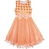 Sunny Fashion Girls Dress Purple Flower White Tulle Pleated Wedding Party(Light Salmon)
