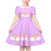 Sunny Fashion Girls Dress Purple Rainbow White Collar Casual Birthday Size 5-10(Purple Rainbow)