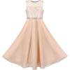 Sunny Fashion Girls Dress Rhinestone Chiffon Bridesmaid Dance Ball Maxi Gown(Beige)
