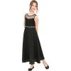 Sunny Fashion Girls Dress Rhinestone Chiffon Bridesmaid Dance Ball Maxi Gown(Black)