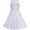 Sunny Fashion Girls Dress Rhinestone Chiffon Bridesmaid Dance Ball Maxi Gown(Elegant Gray)