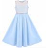 Sunny Fashion Girls Dress Rhinestone Chiffon Bridesmaid Dance Ball Maxi Gown(Ice Blue)