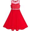 Sunny Fashion Girls Dress Rhinestone Chiffon Bridesmaid Dance Ball Maxi Gown(Red)