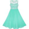 Sunny Fashion Girls Dress Rhinestone Chiffon Bridesmaid Dance Ball Maxi Gown(Turquoise)