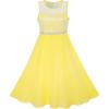 Sunny Fashion Girls Dress Rhinestone Chiffon Bridesmaid Dance Ball Maxi Gown(Yellow)