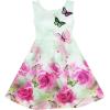 Sunny Fashion Girls Dress Rose Flower Print Embroidery Purple(Green)