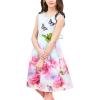 Sunny Fashion Girls Dress Rose Flower Print Embroidery Purple(Multi-color)