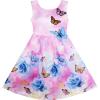 Sunny Fashion Girls Dress Rose Flower Print Embroidery Purple(Purple)