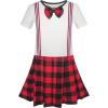 Sunny Fashion Girls Dress School Black White Check Suspender Skirt Size 4-10