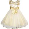 Sunny Fashion Girls Dress Shinning Sequins Beige Tulle Layers Wedding Pageant(Champagne)