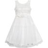 Sunny Fashion Girls Dress Shinning Sequins Beige Tulle Layers Wedding Pageant(White)