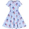 Sunny Fashion Girls Dress Short Sleeve Casual Summer Sundress(Blue Flag)