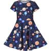 Sunny Fashion Girls Dress Short Sleeve Casual Summer Sundress(Blue Planets)