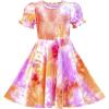 Sunny Fashion Girls Dress Short Sleeve Casual Summer Sundress(Purple Tie Dye)
