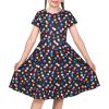 Sunny Fashion Girls Dress Short Sleeve Casual Summer Sundress(Rainbow Polka Dot)