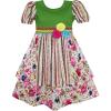 Sunny Fashion Girls Dress Short Sleeve Princess Flower Print Green Size 4-10