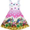 Sunny Fashion Girls Dress Sky Fantasy Colorful Angel Wings Feather Print(Pink)