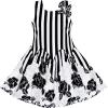 Sunny Fashion Girls Dress Sleeveless Black White Stripes Flower Bow Tie