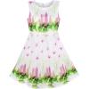 Sunny Fashion Girls Dress Sunflower Bubble Lily Flower Garden Print