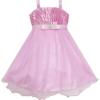 Sunny Fashion Girls Dress Tank Embroidered Pink Flower Trimmed Wedding