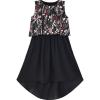 Sunny Fashion Girls Dress Turn-Down Collar Flower Chiffon Party Black Size 7-14
