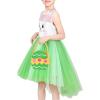 Sunny Fashion Girls Dress Unicorn Rainbow Tulle Unicorn Headband Party Size 4-10(Green Set)