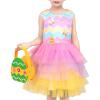 Sunny Fashion Girls Dress Unicorn Rainbow Tulle Unicorn Headband Party Size 4-10(Rainbow Set Bag)