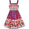 Sunny Fashion Girls Dress Vintage Flower Print Fit and Flare Birthday Dress